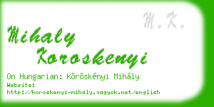 mihaly koroskenyi business card